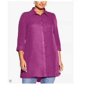 City Chic Dynamic Tunic Top Plus Size Plus Size 18 Purple NEW
